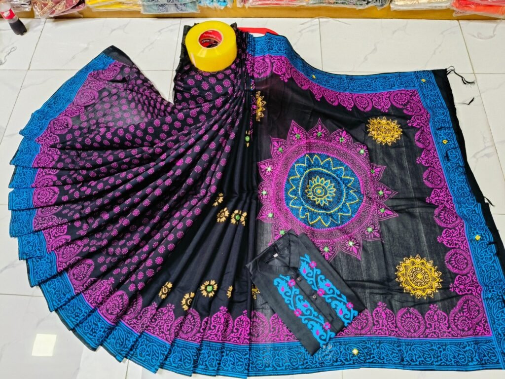 টাঙ্গাইল ধুপিয়ান সিল্ক শাড়ি পাঞ্জাবির কাপল ড্রেস