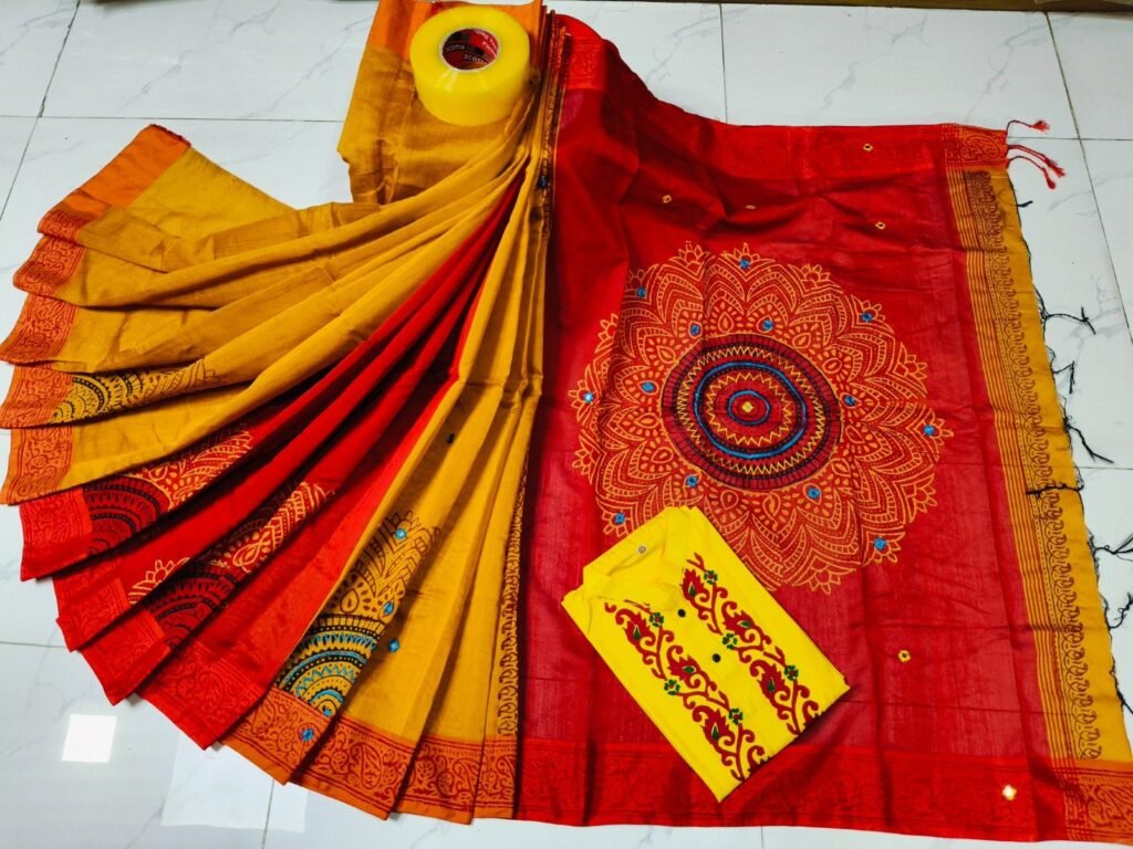 টাঙ্গাইল ধুপিয়ান সিল্ক শাড়ি পাঞ্জাবির কাপল ড্রেস