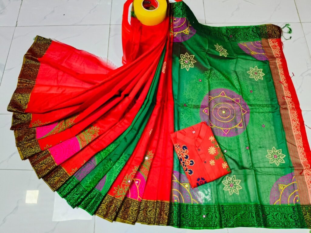 টাঙ্গাইল ধুপিয়ান সিল্ক শাড়ি পাঞ্জাবির কাপল ড্রেস