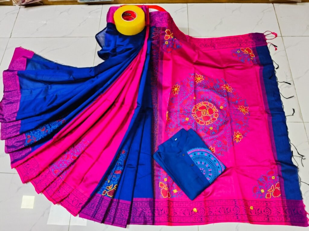 টাঙ্গাইল ধুপিয়ান সিল্ক শাড়ি পাঞ্জাবির কাপল ড্রেস