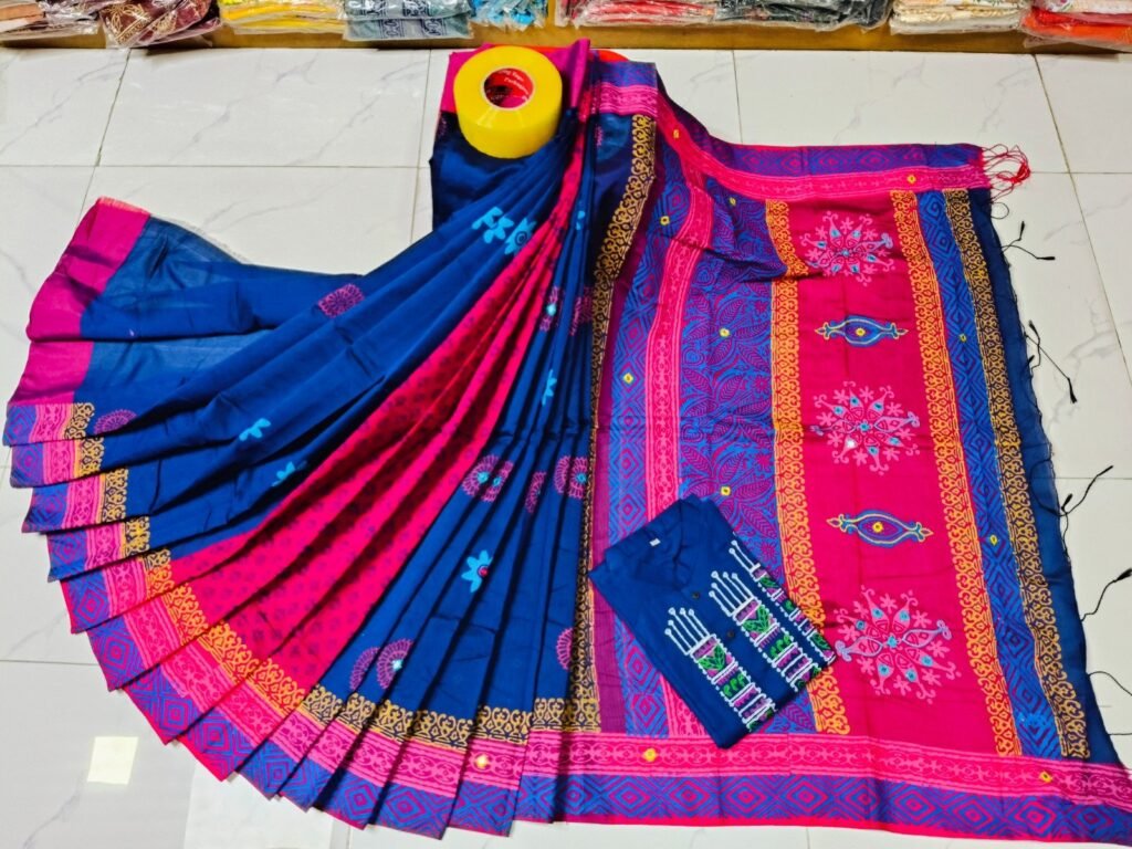 টাঙ্গাইল ধুপিয়ান সিল্ক শাড়ি পাঞ্জাবির কাপল ড্রেস