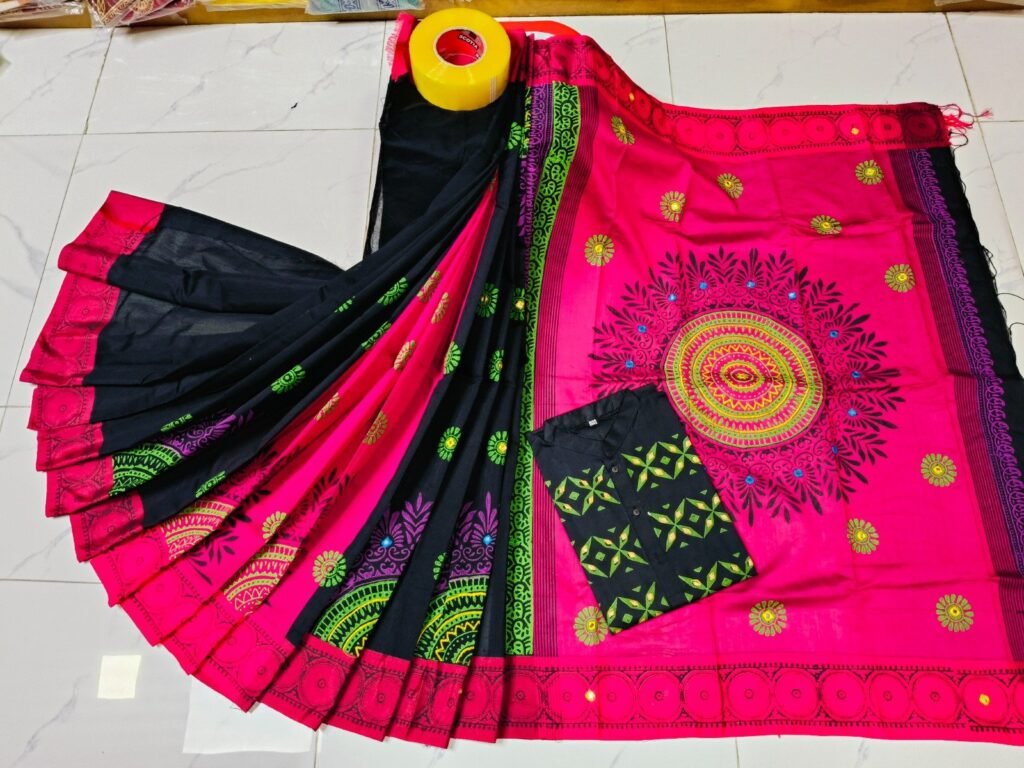 টাঙ্গাইল ধুপিয়ান সিল্ক শাড়ি পাঞ্জাবির কাপল ড্রেস
